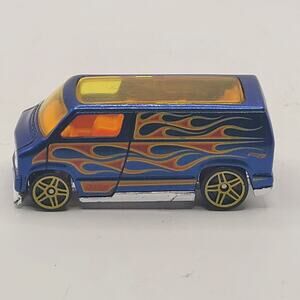 2011 Hot Wheels Dodge Van Mattel Collectable Metal Flake Blue Red Flame’s